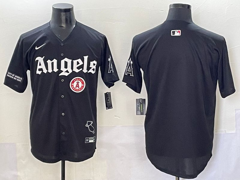 Men 2025 Los Angeles Angels Blank Black Five generations Joint Name Nike MLB Jersey style 5